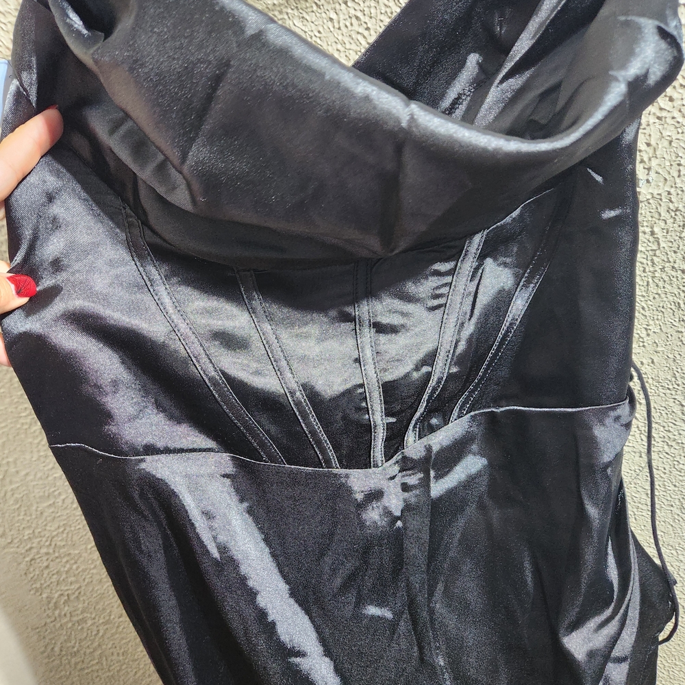 Elegant Black Satin Dress